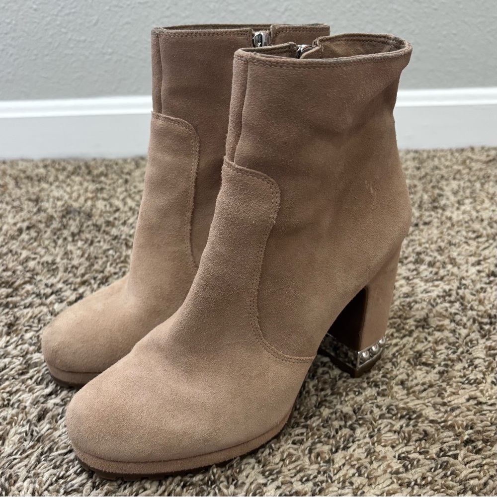 Karl Lagerfeld Tan Suede Heel Booties- Size 9
